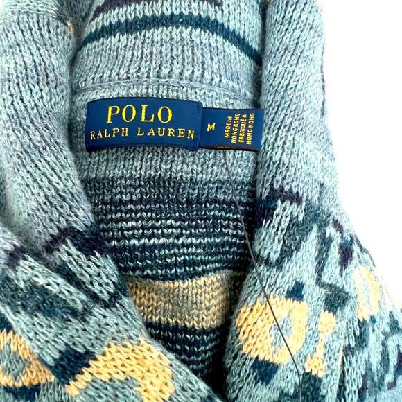 NWT Ralph Lauren Blue / Indigo Aztec / Native Print Cardigan - Picture 5 of 6